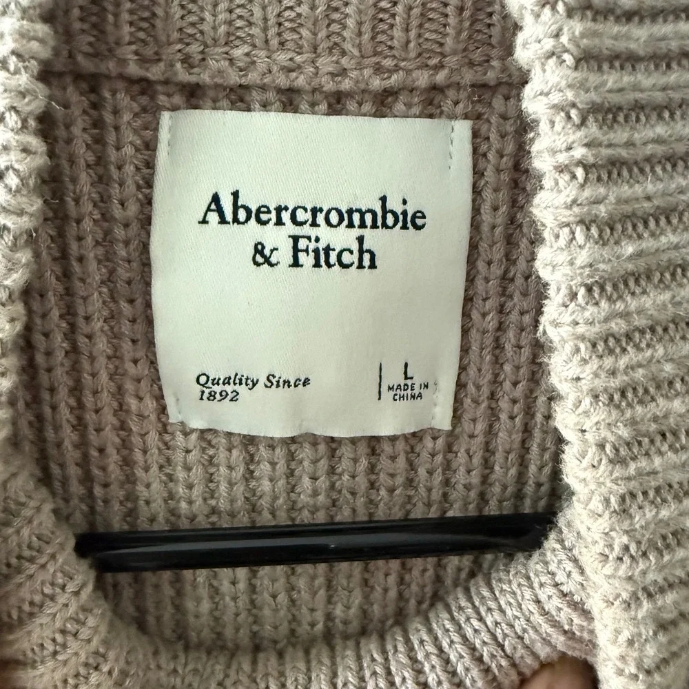 Abercrombie & Fitch Womens Beige Shaker Rib Knit Mock Neck Sweater Vest Large
